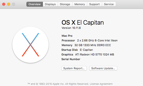 OS X El Capitan 10.11 - About This Mac