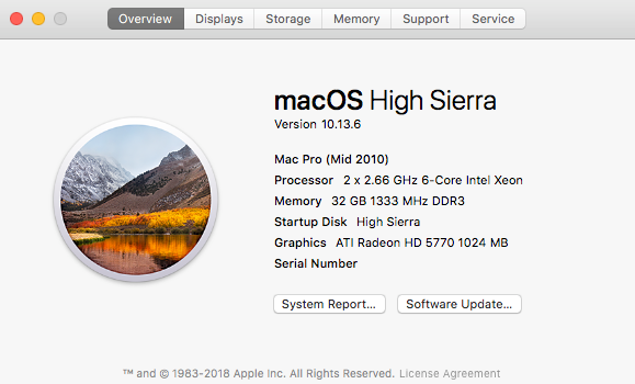 macOS High Sierra 10.13 - About This Mac