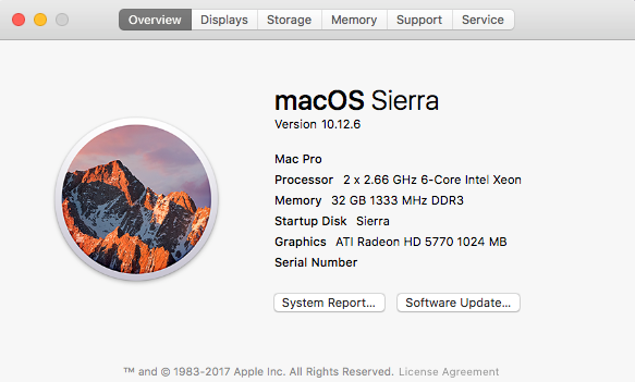 macOS Sierra 10.12 - About This Mac