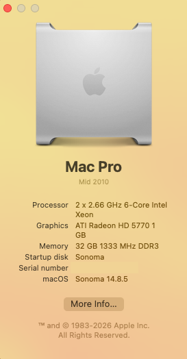 macOS Sonoma 14 - About This Mac